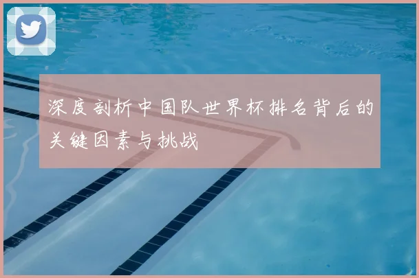 深度剖析中国队世界杯排名背后的关键因素与挑战